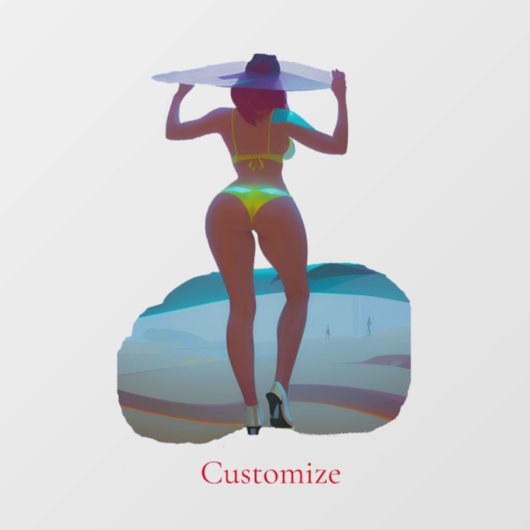 Bikini Booty Beach Meisje Thunder_Cove Raamsticker (Vel)