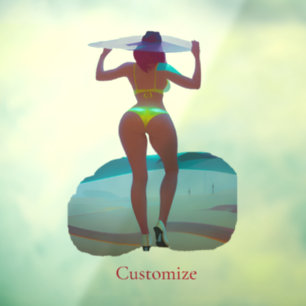Bikini Booty Beach Meisje Thunder_Cove Raamsticker