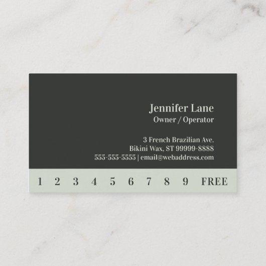 Bikini Braziliaans Frans Wax Fotoschuim Punchcard Klantenkaartje (Achterkant)