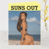 BIKINI BUTT GIRL SUMMER BIRTHDAY CARDS KAART (Gele Bloem)