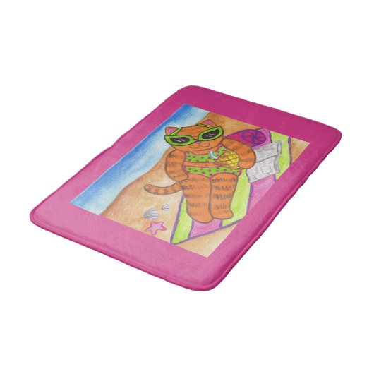 Bikini Cat Bathroom Rug Bath Mat (Gekanteld)