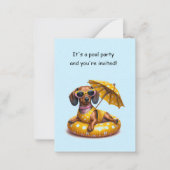 Bikini Dachshund Pool Party Notitiekaartje (Voorkant)