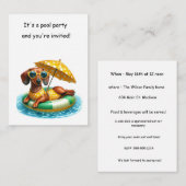 Bikini Dachshund Pool Party Notitiekaartje (Voorkant / Achterkant)