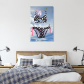 Bikini die op een lijn hangt canvas afdruk (Insitu (Slaapkamer))