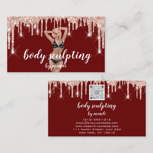 Bikini-drift QR-code voor body Sclupting Logo Visitekaartje (Voorkant / Achterkant)