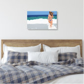Bikini girl on the beach canvas afdruk (Insitu (Slaapkamer))