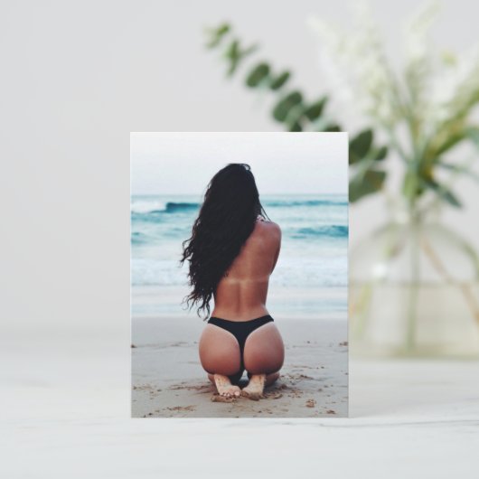 Bikini Girl Photo Briefkaart (Staand voorkant)