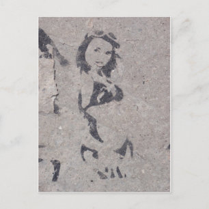 Bikini Girl Street Art Briefkaart