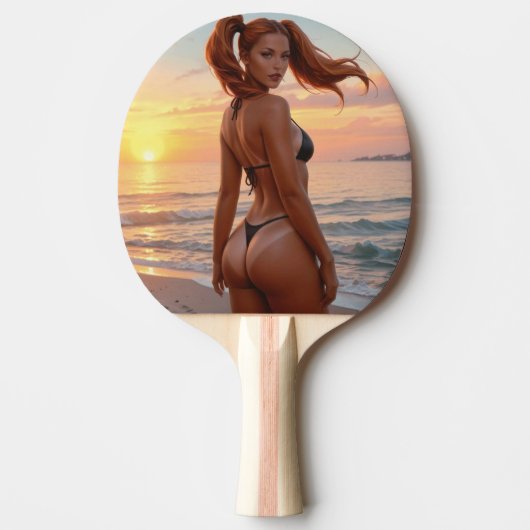 BIKINI GIRL TAN LINES PING PONG PADDLE TAFELTENNISBATJE (Voorkant)