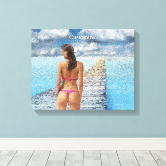 Bikini Girl Thunder_Cove Canvas Afdruk (Insitu (Houten vloer))