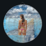 Bikini Girl Thunder_Cove Dartbord<br><div class="desc">strandbaken in thong bikini-kappe passen je aan met je eigen groet, naam, bericht, enz.</div>