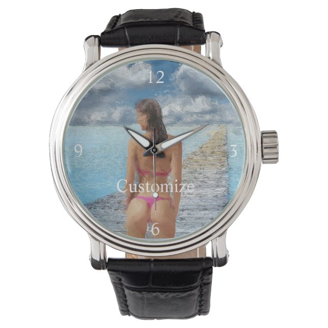 Bikini Girl Thunder_Cove Horloge (Voorkant)