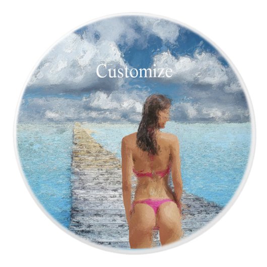 Bikini Girl Thunder_Cove Keramische Knop (Voorkant)