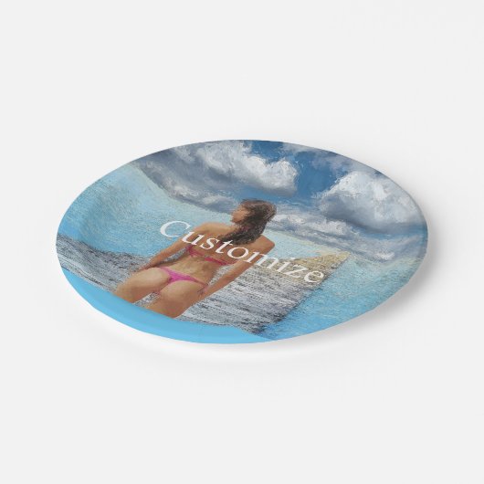 Bikini Girl Thunder_Cove Papieren Bordje (Gekanteld)