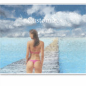 Bikini Girl Thunder_Cove Square Sticker (Voorkant)