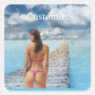 Bikini Girl Thunder_Cove Vierkante Sticker