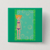 Bikini Girl Vierkante Button 5,1 Cm (Voorkant)