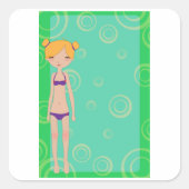 Bikini Girl Vierkante Sticker (Voorkant)
