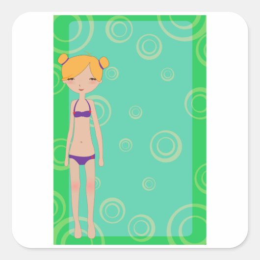 Bikini Girl Vierkante Sticker (Voorkant)
