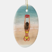 Bikini Girl voor kerstversiering in het strand Keramisch Ornament (Rechts)