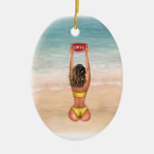 Bikini Girl voor kerstversiering in het strand Keramisch Ornament (Voorkant)