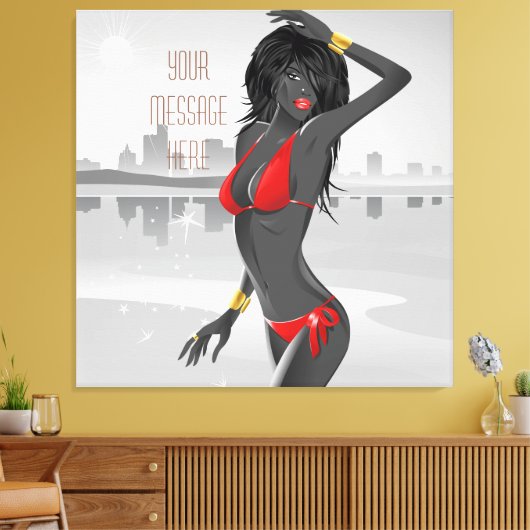 Bikini Girl Wrapped Canvas (Insitu (Woonkamer))
