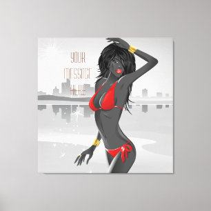 Bikini Girl Wrapped Canvas Afdruk
