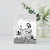 Bikini girl Zwart-witte foto Briefkaart (Staand voorkant)