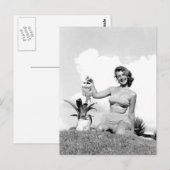 Bikini girl Zwart-witte foto Briefkaart (Voorkant / Achterkant)
