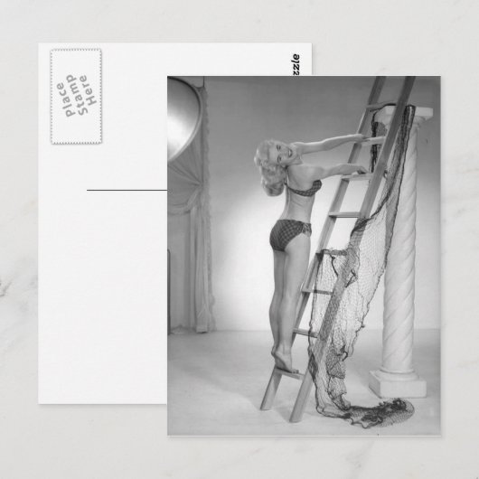 Bikini girl Zwart-witte foto Briefkaart (Voorkant / Achterkant)