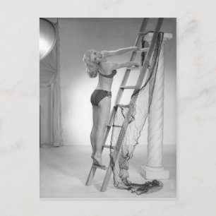 Bikini girl Zwart-witte foto Briefkaart