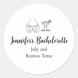 Bikini glas cocktail vrijgezellenfeest naam toevoe ronde sticker