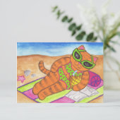 Bikini Kat Zomer Uitnodigingen (Staand voorkant)