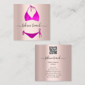 Bikini Lingerie Beach Costume Underwear Roos Vierkante Visitekaartje (Voorkant / Achterkant)
