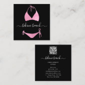 Bikini Lingerie Beach Costume Underwear Winkelroze Vierkante Visitekaartje (Voorkant / Achterkant)