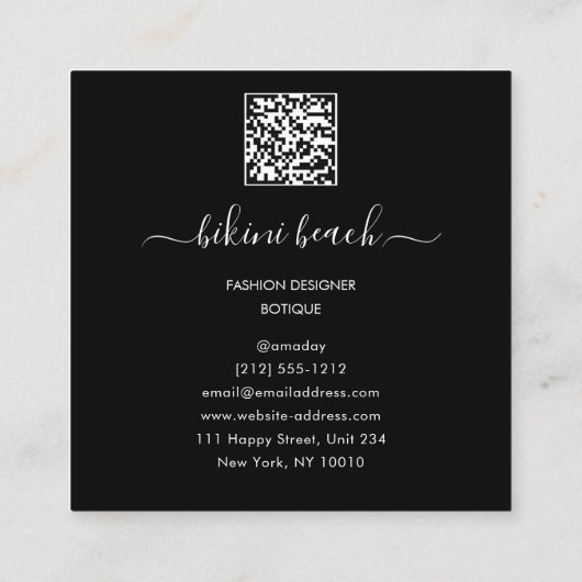 Bikini Lingerie Beach Costume Underwear Winkelroze Vierkante Visitekaartje (Achterkant)