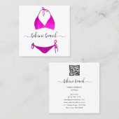 Bikini Lingerie Beach Costume Underwear Winkelroze Vierkante Visitekaartje (Voorkant / Achterkant)