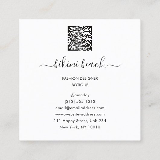 Bikini Lingerie Beach Costume Underwear Winkelroze Vierkante Visitekaartje (Achterkant)