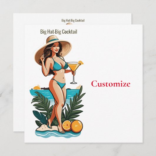 Bikini Meisje Groot Pet- Grote Cocktail Thunder_Co Kaart (Voorkant / Achterkant)