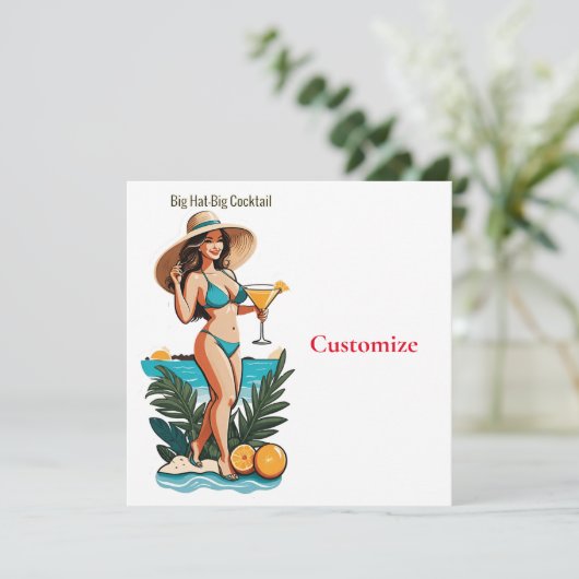 Bikini Meisje Groot Pet- Grote Cocktail Thunder_Co Kaart (Staand voorkant)