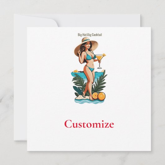 Bikini Meisje Groot Pet- Grote Cocktail Thunder_Co Kaart (Achterkant)