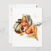 Bikini-meisje met Scooter  Briefkaart (Voorkant / Achterkant)