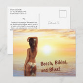 Bikini Meisje Poseren in het Zee bij zonsondergang Briefkaart (Voorkant / Achterkant)