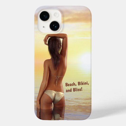 Bikini Meisje Poseren in het Zee bij zonsondergang Case-Mate iPhone Case (Achterkant)