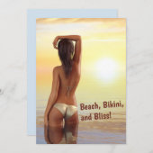 Bikini Meisje Poseren in het Zee bij zonsondergang Feestdagenkaart (Voorkant / Achterkant)