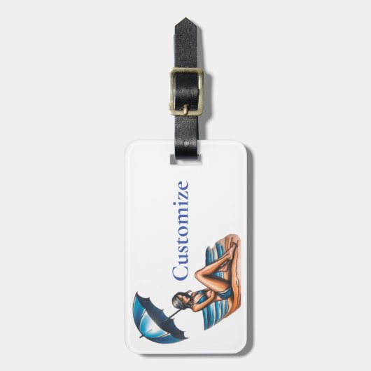 Bikini Meisje Strand Napping Thunder_Cove Bagagelabel (Voorkant verticaal)