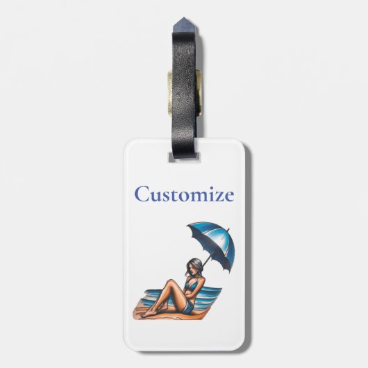 Bikini Meisje Strand Napping Thunder_Cove Bagagelabel (Achterkant verticaal)