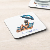 Bikini Meisje Strand Napping Thunder_Cove Bier Onderzetter (Linkerzijde)