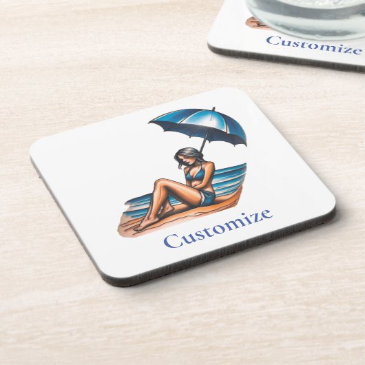 Bikini Meisje Strand Napping Thunder_Cove Bier Onderzetter (Linkerzijde)