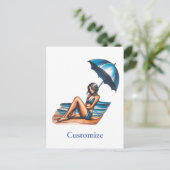 Bikini Meisje Strand Napping Thunder_Cove Briefkaart (Staand voorkant)
